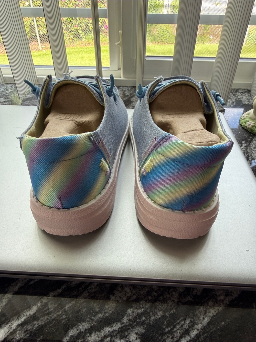 NWT Hey Dude Blue sparkle Denim-Style Slip-On Shoes - Picture 4 of 4